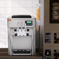 Търговска-Настолна-Машина-за-Мек-Сладолед-3-Вкуса-LCD-Панел-и-Автоматично-Почистване