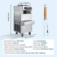 Професионална-Свободностояща-Машина-за-Мек-Сладолед-28L-h-3-Вкуса-с-Помпа-за-Обем