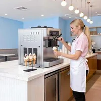 Настолна-Машина-за-Мек-Сладолед-28-L-h-3-Вкуса-с-Помпа-за-Обем-и-Предварително-Охлаждане