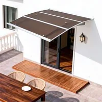 Кафява-Поликарбонатна-Козирка-за-Врата-94-x-120-см-ABS-Скоби-и-UV-Защита