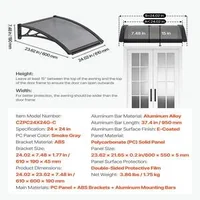 Опушено-Сива-Козирка-за-Врата-и-Прозорец-60-x-60-см-ABS-Скоби-и-UV-Защита