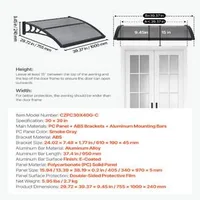 Опушено-Сива-Поликарбонатна-Козирка-за-Врата-75-x-100-см-ABS-Скоби-и-UV-Защита