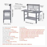 Градинска-Работна-Маса-с-Мивка-94-140-cm-Регулируем-Плот-Сива