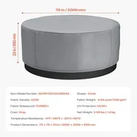 Кръгло-Покривало-за-Джакузи-Ø200-cm-Пълна-Защита-Водоустойчиво-Сиво