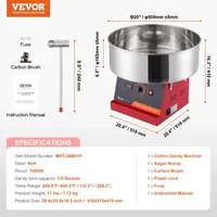 Професионална-Машина-за-Захарен-Памук-1000W-Червена-Stainless-Steel-Bowl