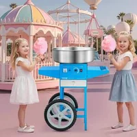 Професионална-Машина-за-Захарен-Памук-с-Количка-1000W-Синя