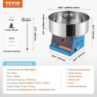 Професионална-Машина-за-Захарен-Памук-1000W-Синя-Stainless-Steel-Bowl