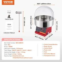 Професионална-Машина-за-Захарен-Памук-с-Капак-1000W-Червена