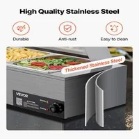 Професионален-Бен-Мари-за-Бюфет-1500W-3-Тави-със-Стъклен-Капак