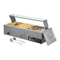 Професионален-Бен-Мари-за-Бюфет-1500W-3-Тави-със-Стъклен-Капак
