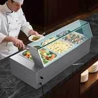 Професионален-Бен-Мари-за-Бюфет-1500W-3-Тави-със-Стъклен-Капак