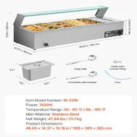 Професионален-Бен-Мари-за-Бюфет-6-Тави-1-3-със-Стъклен-Капак