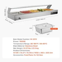 Професионален-Електрически-Бен-Мари-1500W-5-Тави-1-2-със-Стъклен-Капак