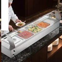 Професионален-Електрически-Бен-Мари-1500W-5-Тави-1-2-със-Стъклен-Капак