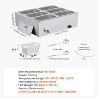 Професионален-Бен-Мари-за-Бюфет-1500W-6-Тави-с-Капаци