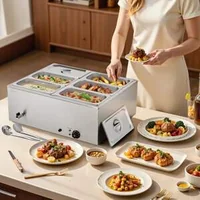 Професионален-Бен-Мари-за-Бюфет-1500W-6-Тави-с-Капаци