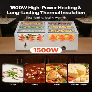 Професионален-Бен-Мари-за-Бюфет-1500W-6-Тави-с-Капаци
