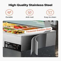 Професионален-Електрически-Бен-Мари-1700W-10-Тави-със-Стъклен-Капак-и-Черпаци