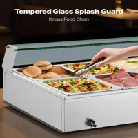 Професионален-Електрически-Бен-Мари-1700W-10-Тави-със-Стъклен-Капак-и-Черпаци