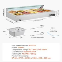 Професионален-Електрически-Бен-Мари-1700W-10-Тави-със-Стъклен-Капак-и-Черпаци