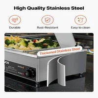 Професионален-Електрически-Бен-Мари-1500W-3-Тави-1-2-със-Стъклен-Капак
