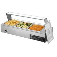 Професионален-Електрически-Бен-Мари-1500W-3-Тави-1-2-със-Стъклен-Капак