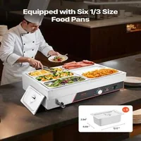 Професионален-Електрически-Бен-Мари-1500W-6-Тави-с-Капаци-Бързо-Нагряване