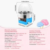 Професионална-Машина-за-Захарен-Памук-със-Защитен-Капак-1000W-Синя