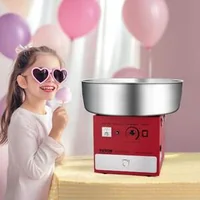 Професионална-Машина-за-Захарен-Памук-1000W-Червена-с-Неръждаема-Купа