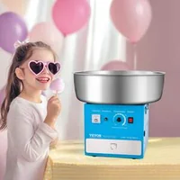 Професионална-Машина-за-Захарен-Памук-1000W-Синя-с-Неръждаема-Купа