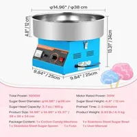 Професионална-Машина-за-Захарен-Памук-1000W-Синя-с-Неръждаема-Купа