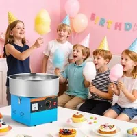 Професионална-Машина-за-Захарен-Памук-1000W-Синя-с-Неръждаема-Купа