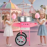 Професионална-Машина-за-Захарен-Памук-с-Количка-1000W-Розова