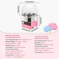 Професионална-Машина-за-Захарен-Памук-със-Защитен-Капак-1000W-Розова