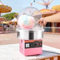 Професионална-Машина-за-Захарен-Памук-със-Защитен-Капак-1000W-Розова