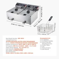 Професионален-двоен-електрически-фритюрник-VEVOR-5000-W-2-резервоара-14-л-олио