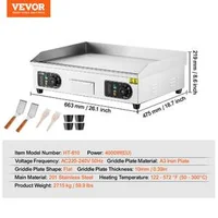 Електрическа-скара-за-професионална-употреба-4000W-Плоска-скара-с-плот-50-300-C