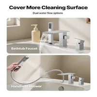 Смесител-за-вана-Roman-Tub-Faucet-3-отвора-Водопад-с-ръчен-душ-матирана-неръждаема-стомана