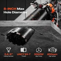 Диамантена-бормашина-за-пробиване-на-бетон-3000W-200-мм-850-RPM-комплект-с-8-боркорони-8-боркорони-в-комплекта