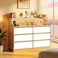 Модерен-скрин-Pettex-112-см-с-6-чекмеджета-LED-осветление-и-контакти