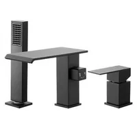Смесител-за-вана-Roman-Tub-Faucet-3-отвора-Водопад-с-ръчен-душ-матирано-черно