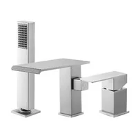 Смесител-за-вана-Roman-Tub-Faucet-3-отвора-Водопад-с-ръчен-душ-матирана-неръждаема-стомана