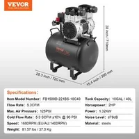 Компактен-безмаслен-компресор-40-л-90-PSI-преносим