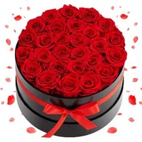 Вечни-червени-цветя-27-съхранени-розички-в-кръгла-кутия