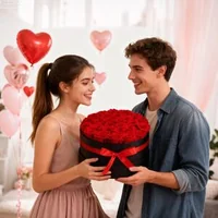 Вечни-червени-цветя-27-съхранени-розички-в-кръгла-кутия