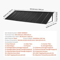 Метален-навес-за-врата-264х91-см-стоманена-триъгълна-рамка-черен