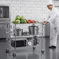 Кухненска-количка-на-колела-3-нива-102x63x104-см-регулируеми-телени-рафтове-454-кг-товар-хромирана-стомана