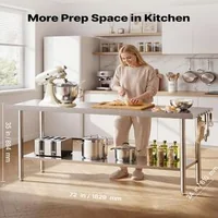 Работна-маса-от-неръждаема-стомана-180х60-см-с-борд-професионална-кухненска-маса-с-долен-рафт