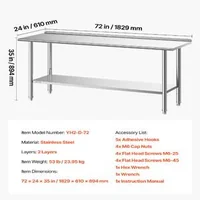 Работна-маса-от-неръждаема-стомана-180х60-см-с-борд-професионална-кухненска-маса-с-долен-рафт