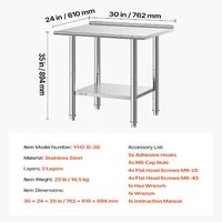 Работна-маса-от-неръждаема-стомана-61x76-см-с-борд-компактна-кухненска-маса-с-регулируем-долен-рафт-и-5-куки